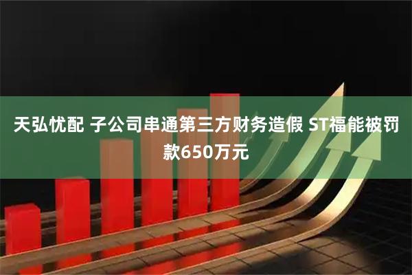 天弘忧配 子公司串通第三方财务造假 ST福能被罚款650万元